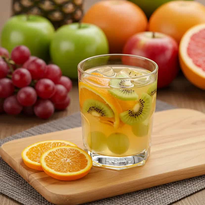 Foto deliciosa de Ponche Festivo de Frutas pronta para servir - Coquetéis