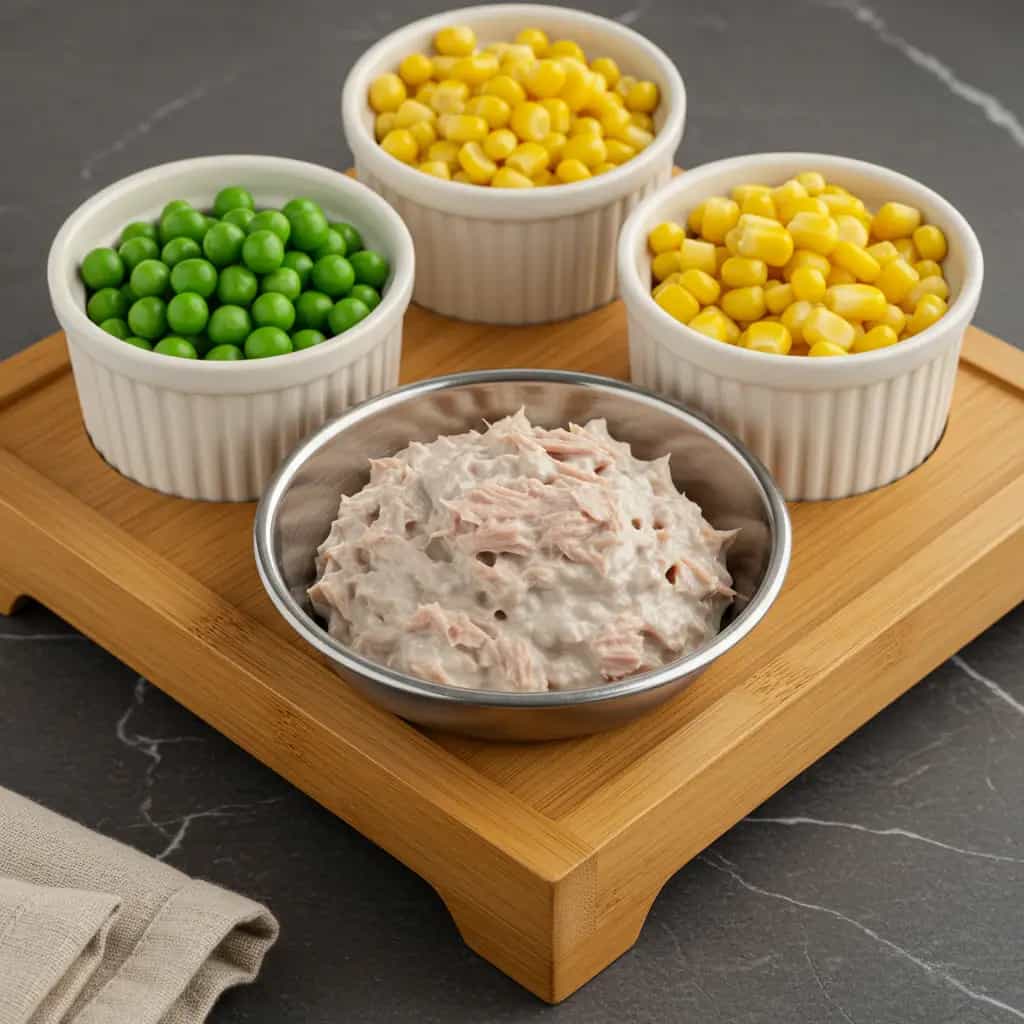 Pudim Cremoso de Atum com Ervilhas e Milho