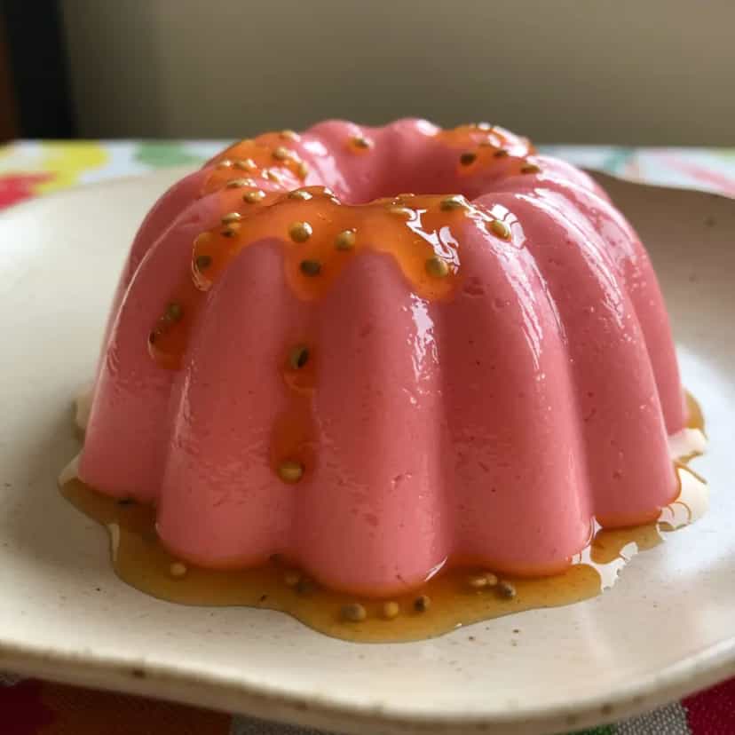 Foto deliciosa de Pudim Cremoso de Goiaba com Calda de Maracujá pronta para servir - Pudins & Cremes