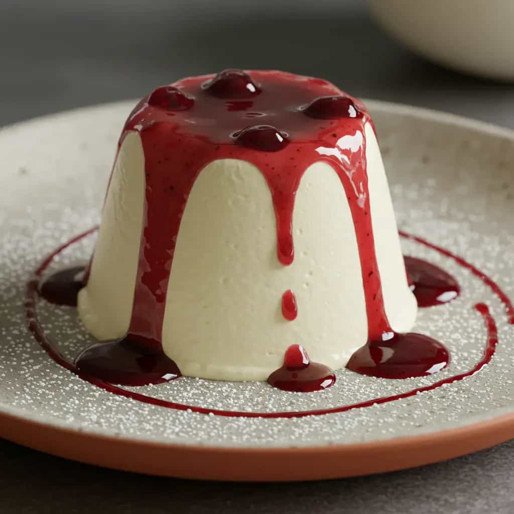 Pudim Cremoso de Iogurte com Calda de Morango