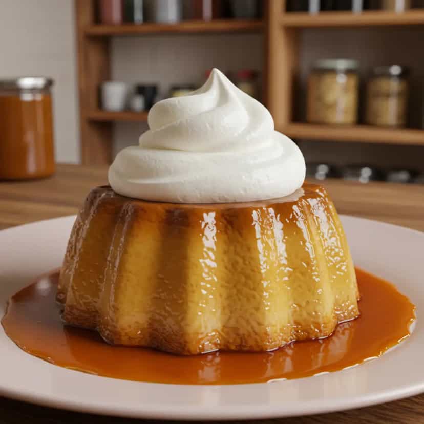 Foto deliciosa de Pudim de Café com Chantilly pronta para servir - Pudins & Cremes