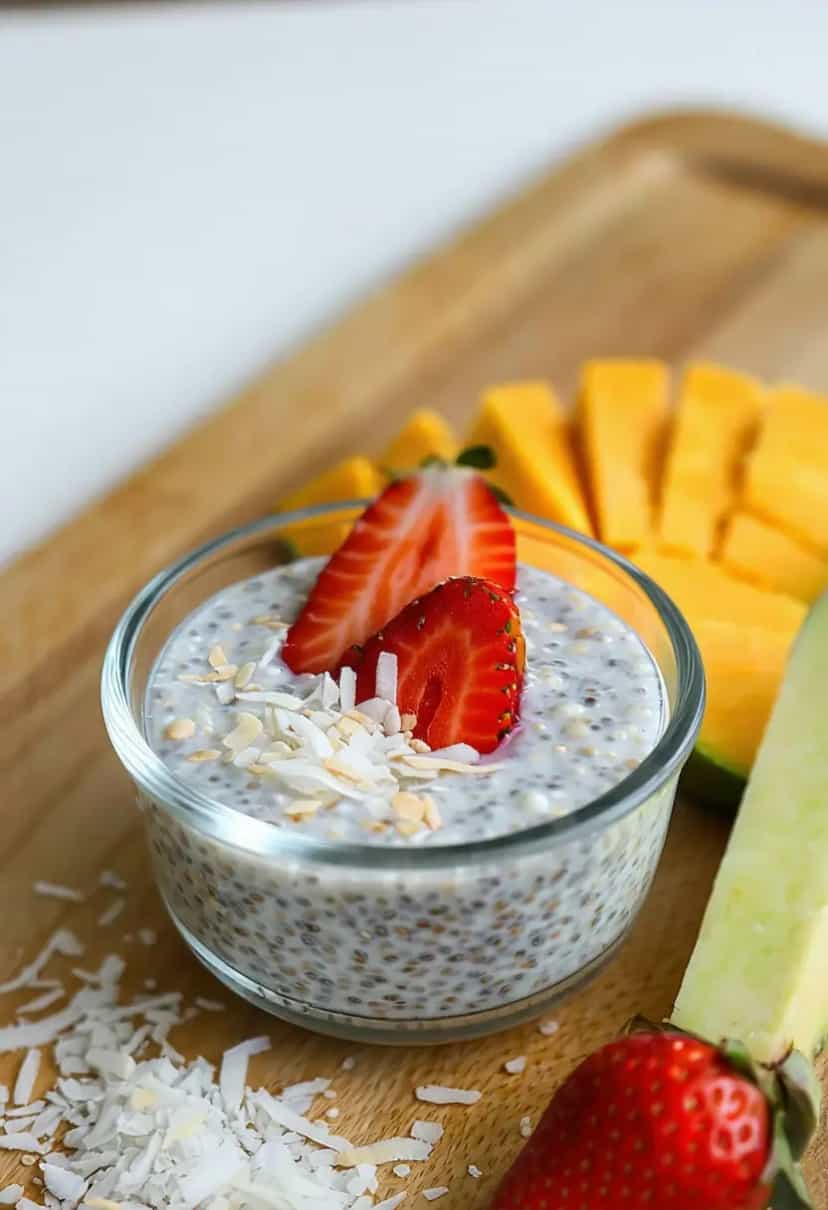 Foto deliciosa de Pudim de Chia com Leite de Coco pronta para servir - Pudins & Cremes