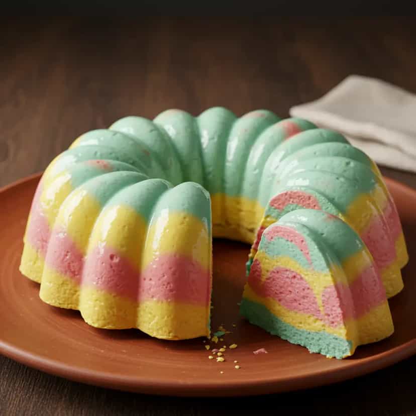 Foto deliciosa de Pudim de Gelatina Arco-Íris pronta para servir - Pudins & Cremes