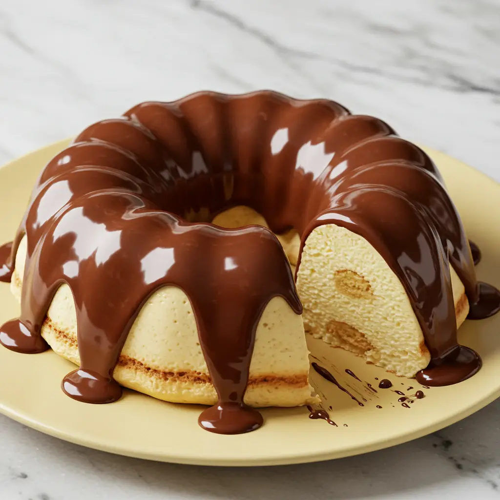 Pudim de Sorvete com Calda de Chocolate