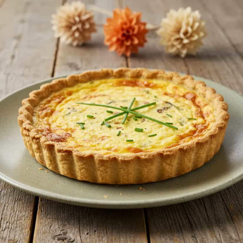 Foto deliciosa de Quiche Low Carb de Palmito e Champignon pronta para servir - Tortas Salgadas