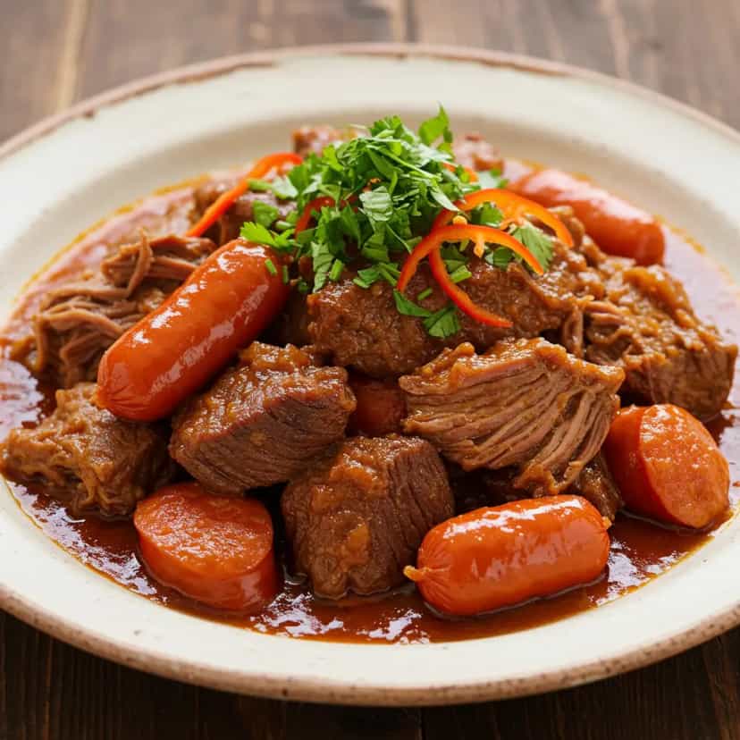 Foto deliciosa de Rabada com Calabresa na Panela de Pressão pronta para servir - Carnes & Frango