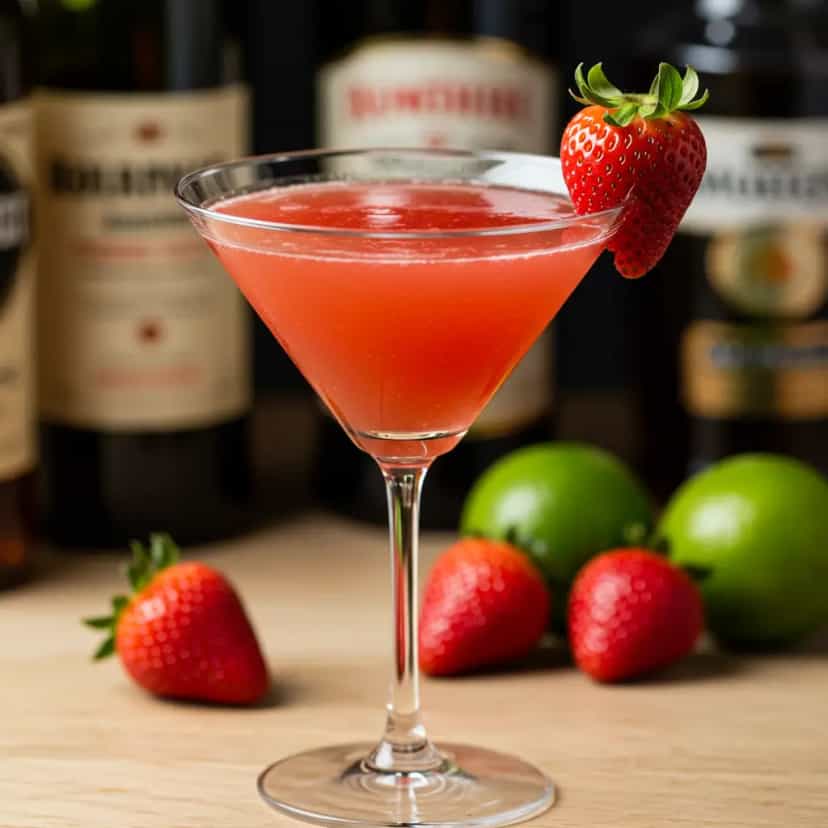 Foto deliciosa de Refrescante Drink de Morango com Champagne pronta para servir - Coquetéis