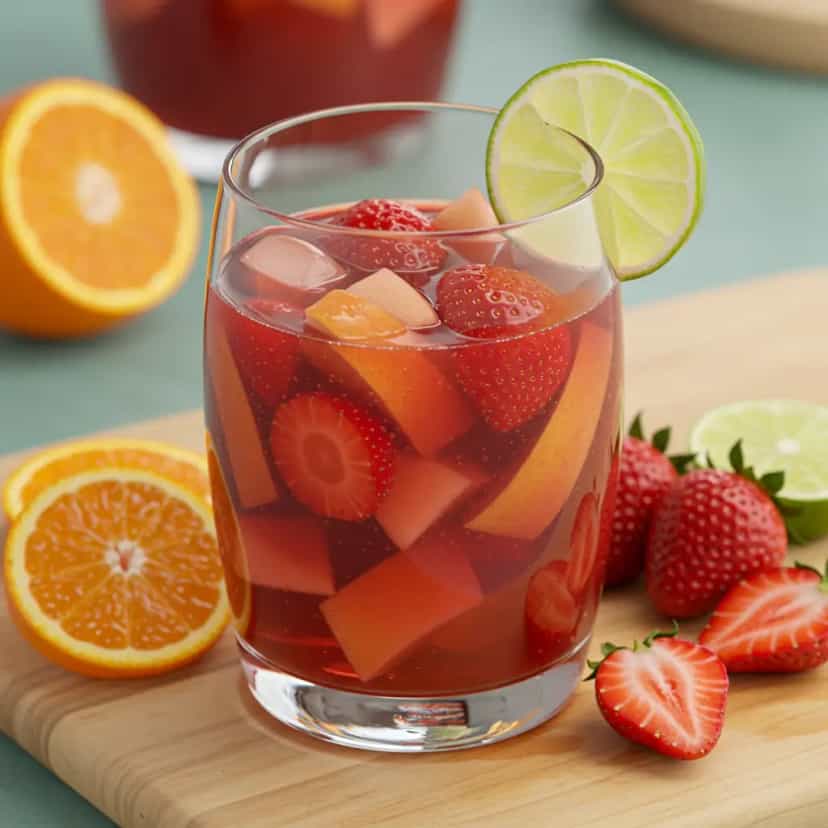 Foto deliciosa de Refrescante Ponche de Frutas com Guaraná pronta para servir - Bebidas Brasileiras