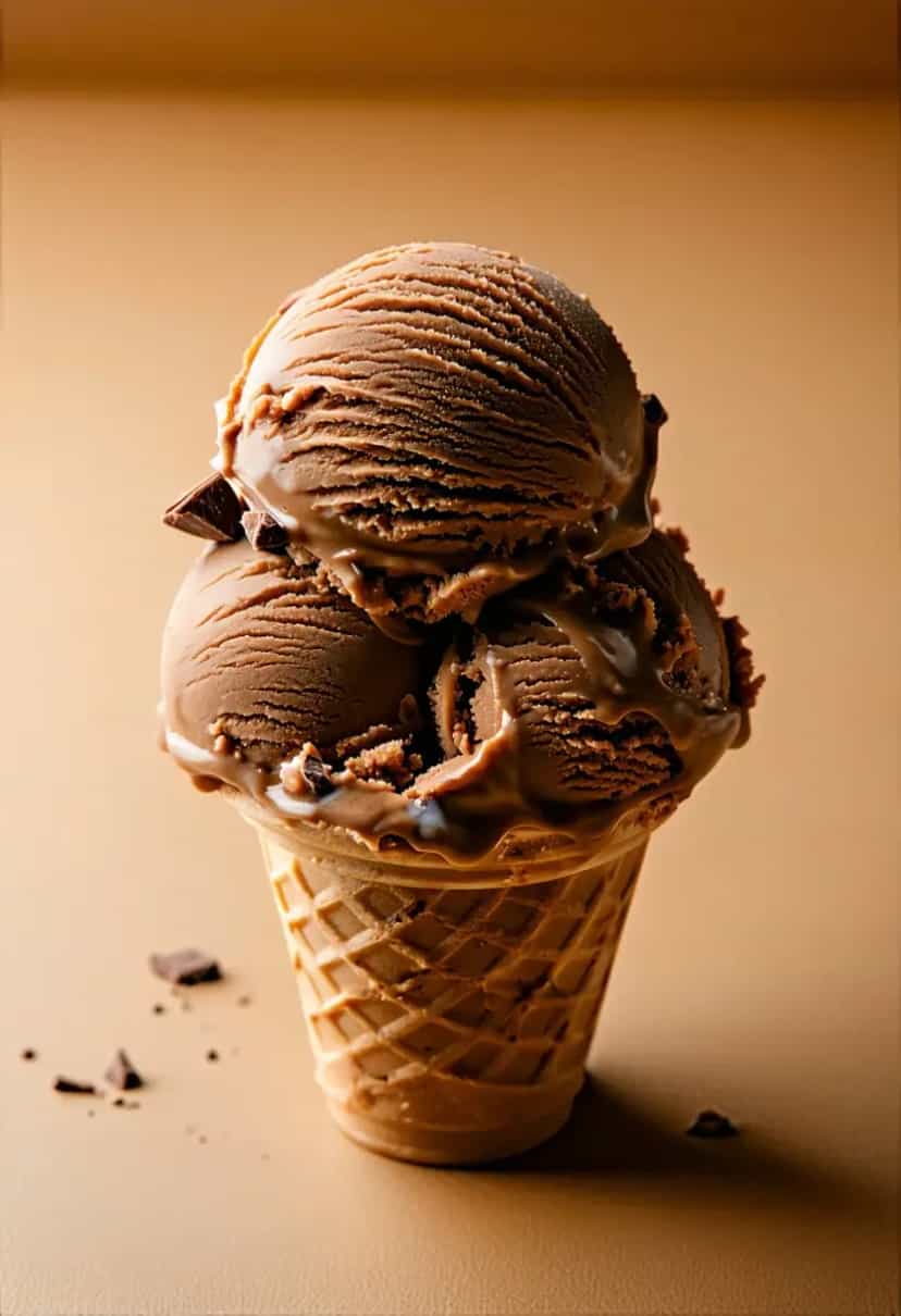 Foto deliciosa de Sorvete Cremoso de Chocolate pronta para servir - Doces Gelados & Sorvetes