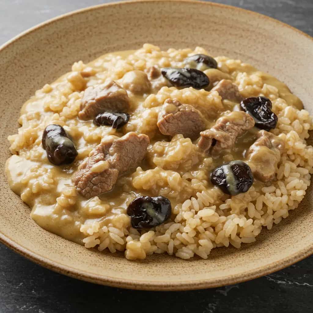 Risoto Cremoso de Filé Mignon com Funghi Porcini