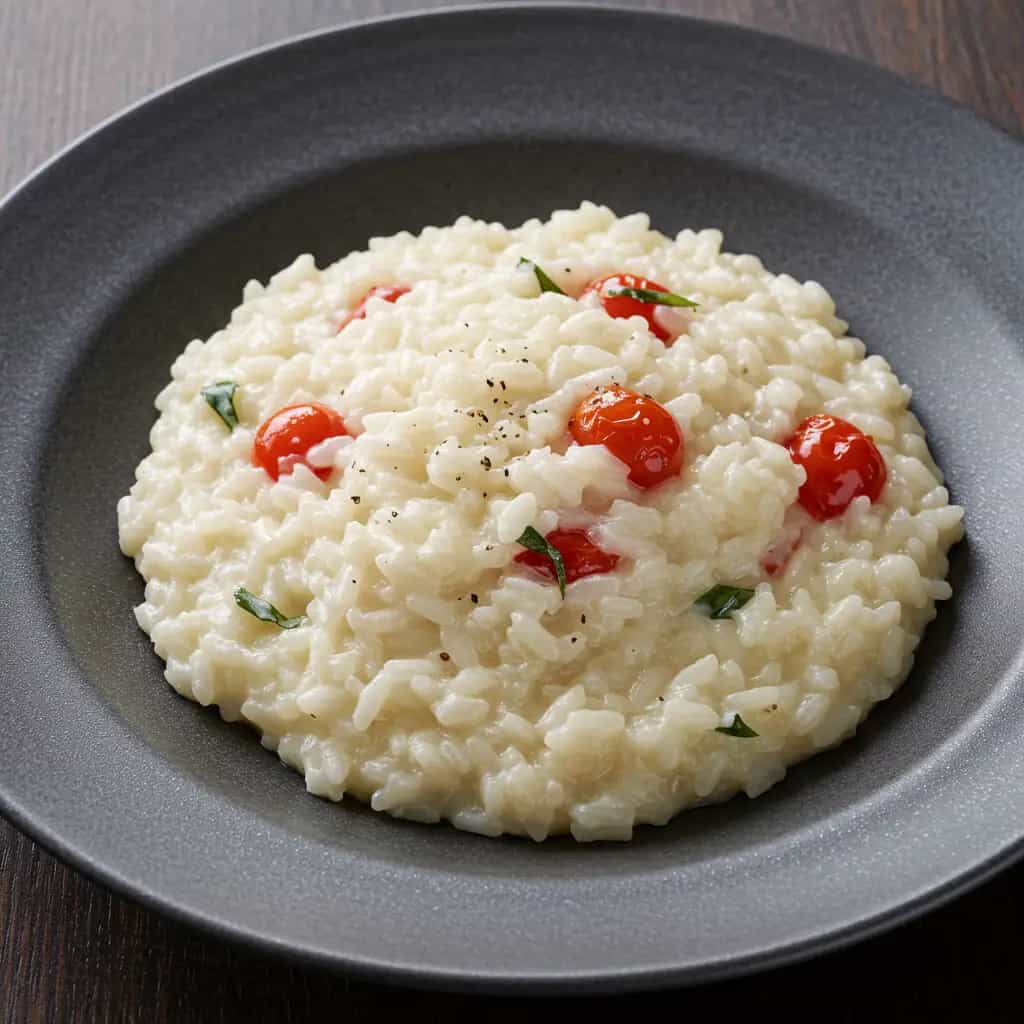 Risoto Cremoso de Queijos com Tomates Cereja