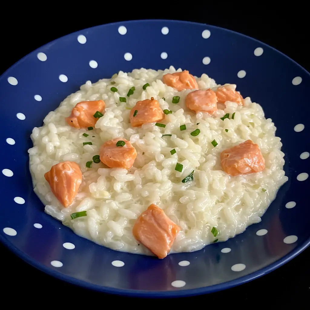 Risoto Cremoso de Salmão com Alho-poró