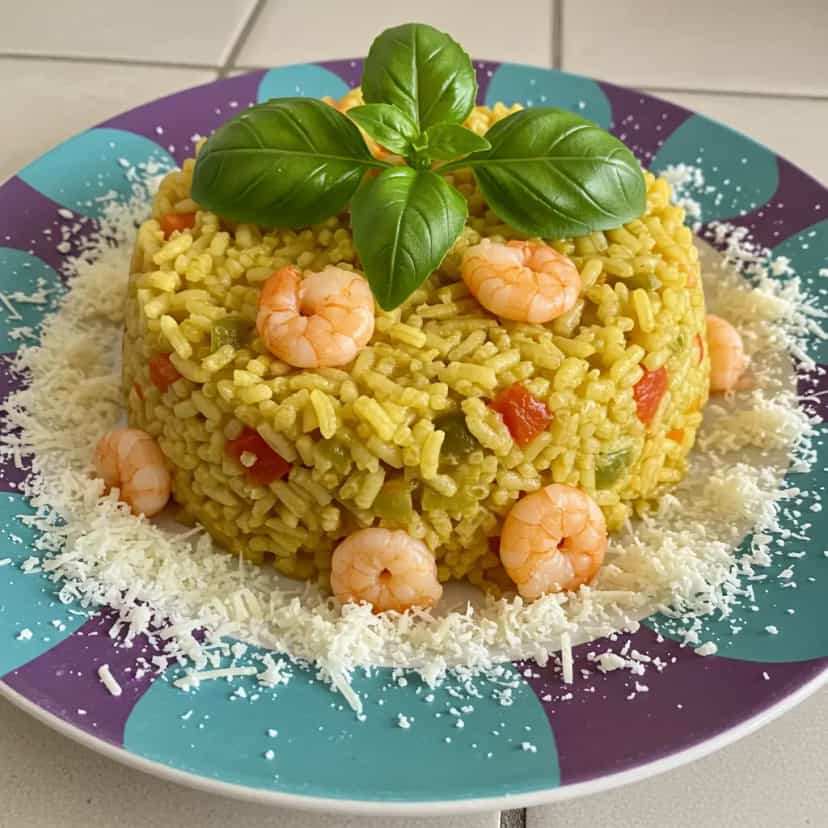 Foto deliciosa de Risoto de Camarão com Champignon pronta para servir - Peixes & Frutos do Mar