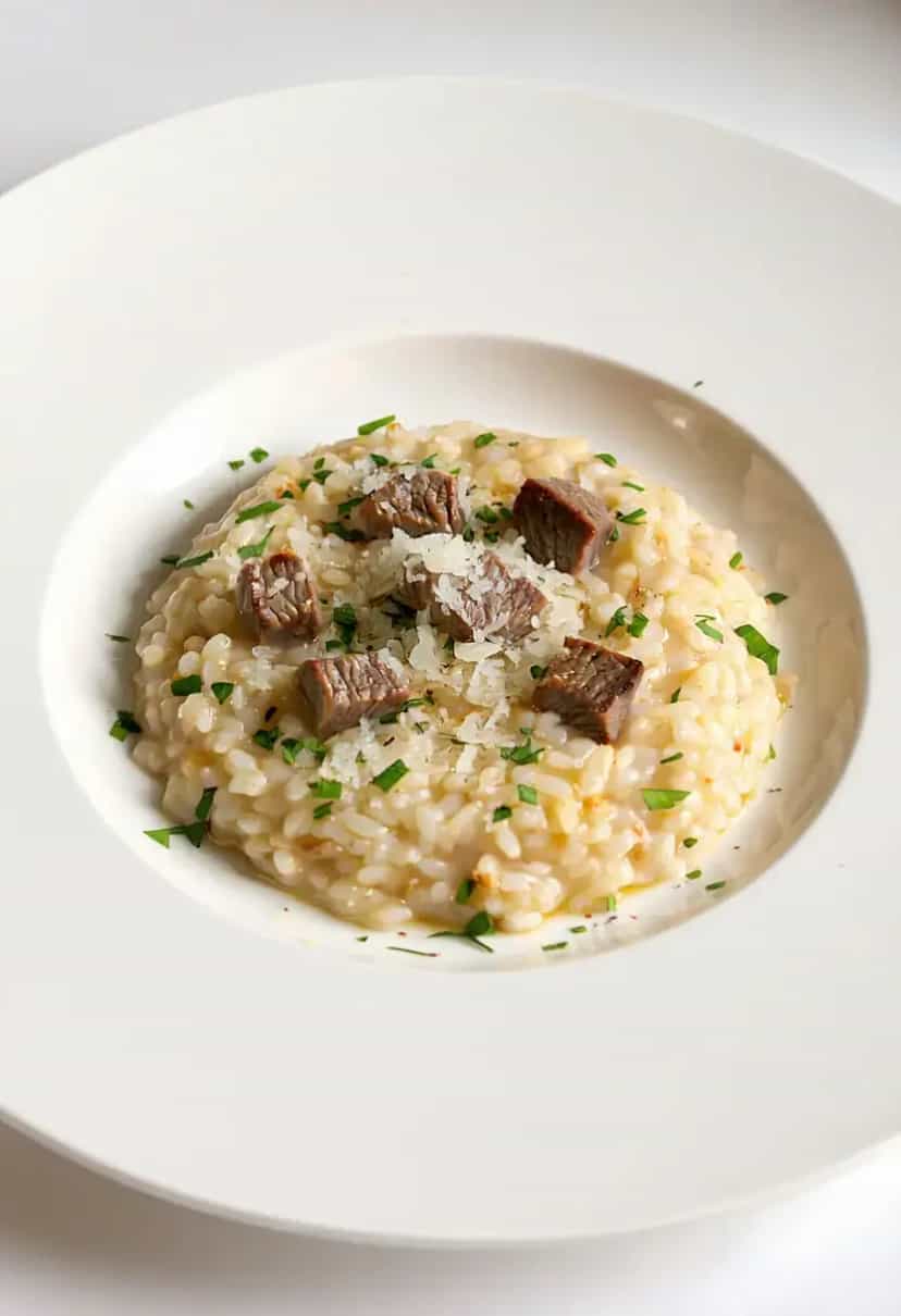 Foto deliciosa de Risoto de Filet Mignon pronta para servir - Carnes & Frango