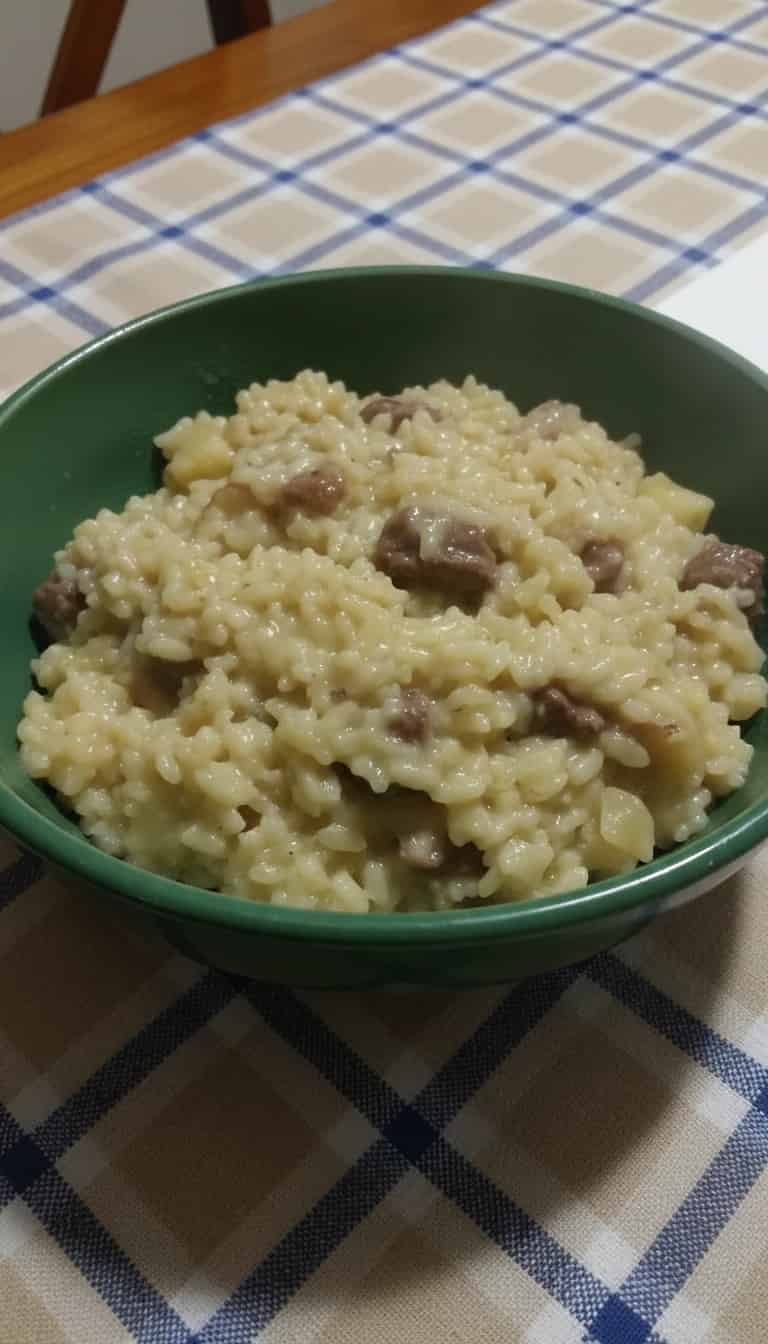 Risoto de gorgonzola com pera e filé mignon