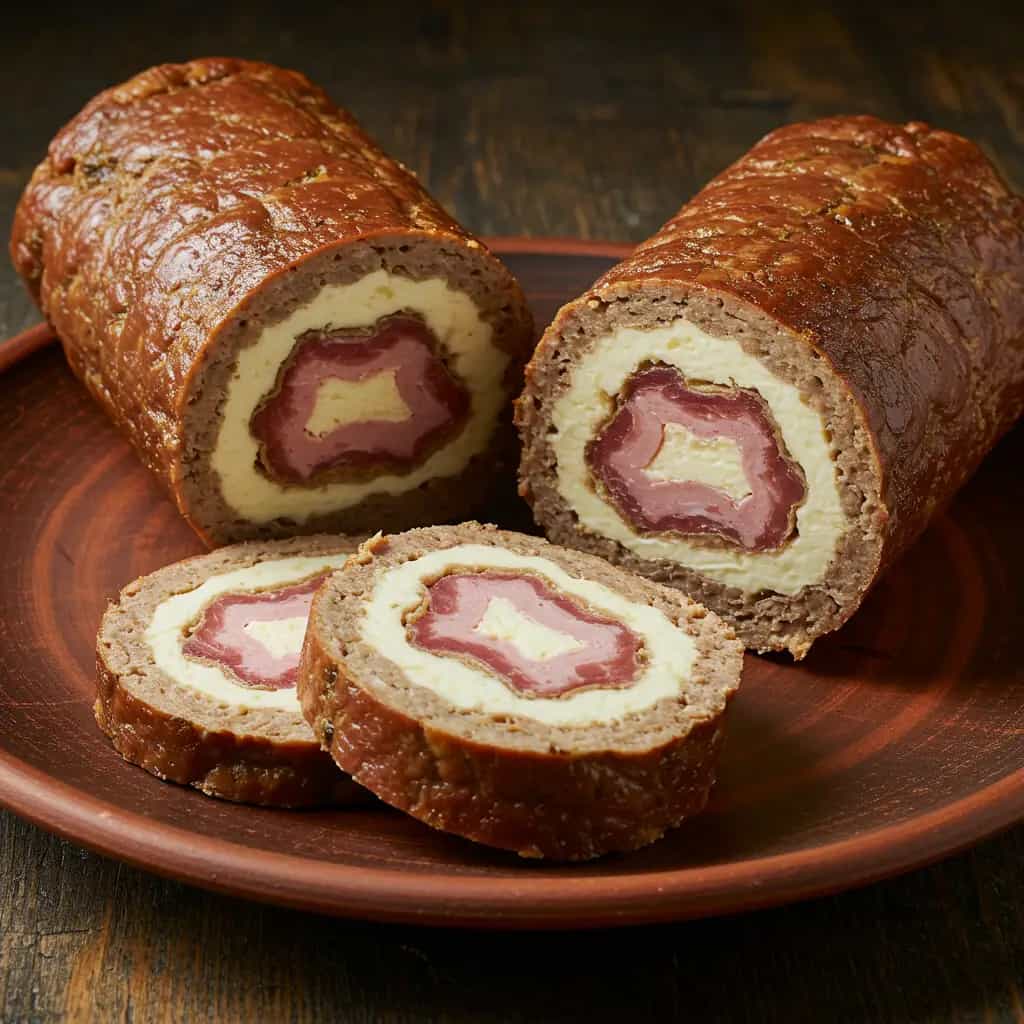 Rocambole de Carne Moída com Creme de Cebola