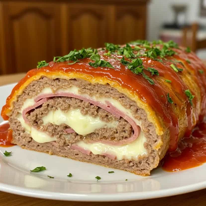 Foto deliciosa de Rocambole de carne moída maravilhoso pronta para servir - Carnes & Frango