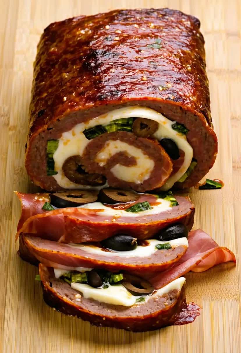 Foto deliciosa de Rocambole de Carne Moída Recheado pronta para servir - Carnes & Frango