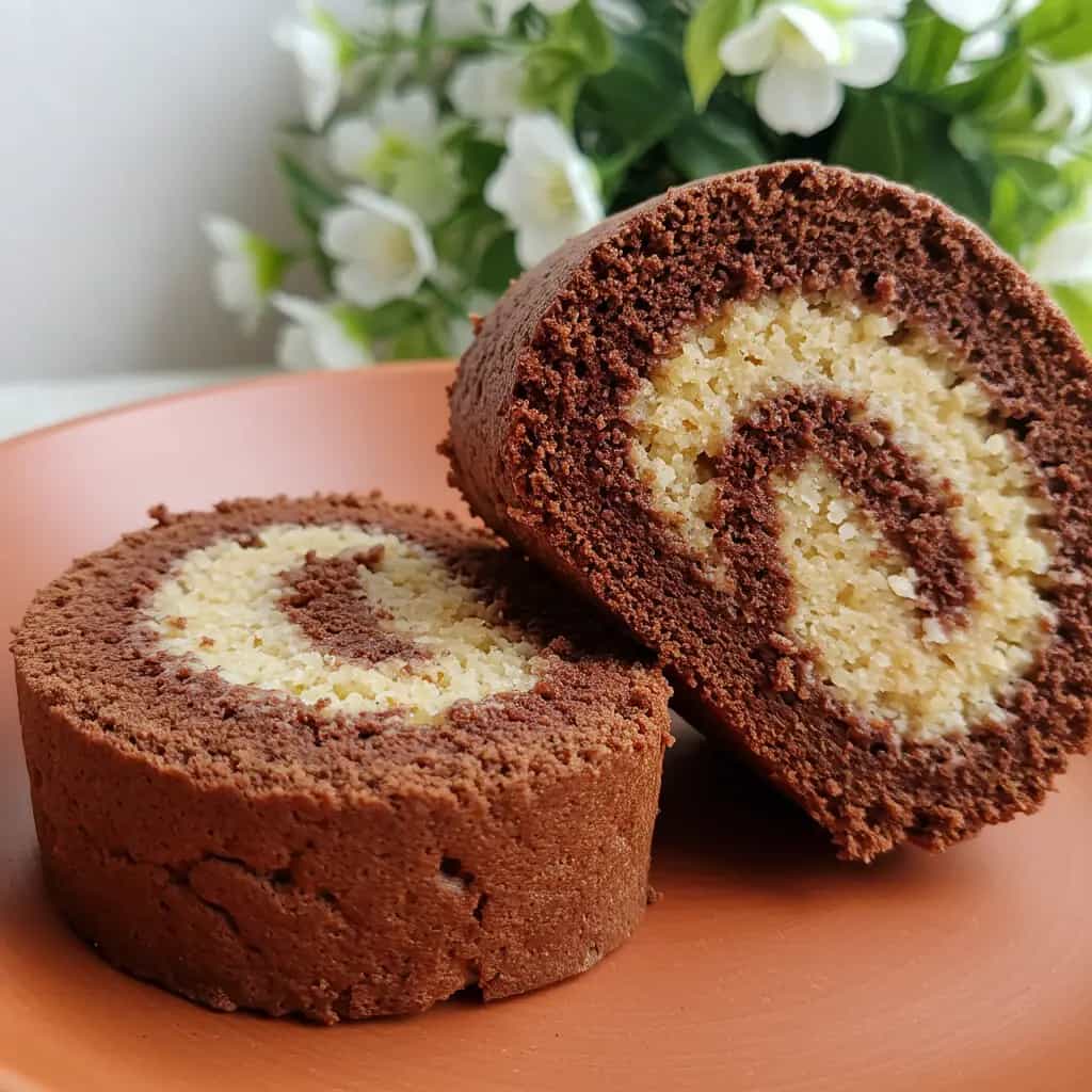 Rocambole de Chocolate e Coco com Fécula