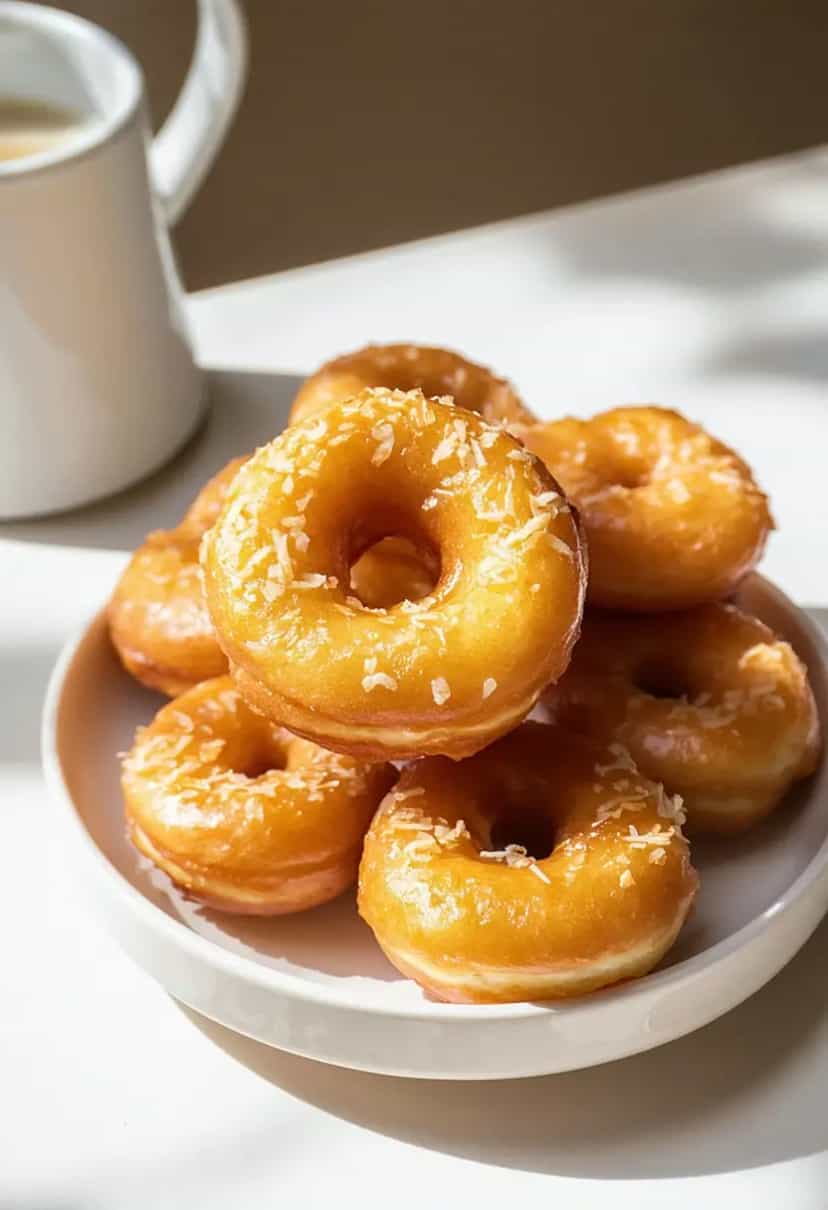 Foto deliciosa de Donuts - Rosquinha de Coco pronta para servir - Lanches de Padaria