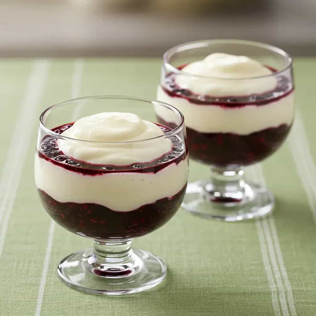 Sagu Cremoso de Coco com Geleia de Amora