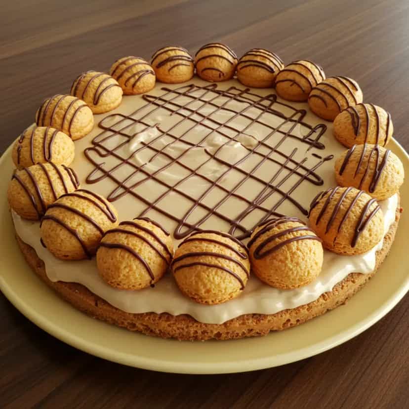 Foto deliciosa de Saint Honoré de Chocolate Brasileiro pronta para servir - Tortas & Tortinhas