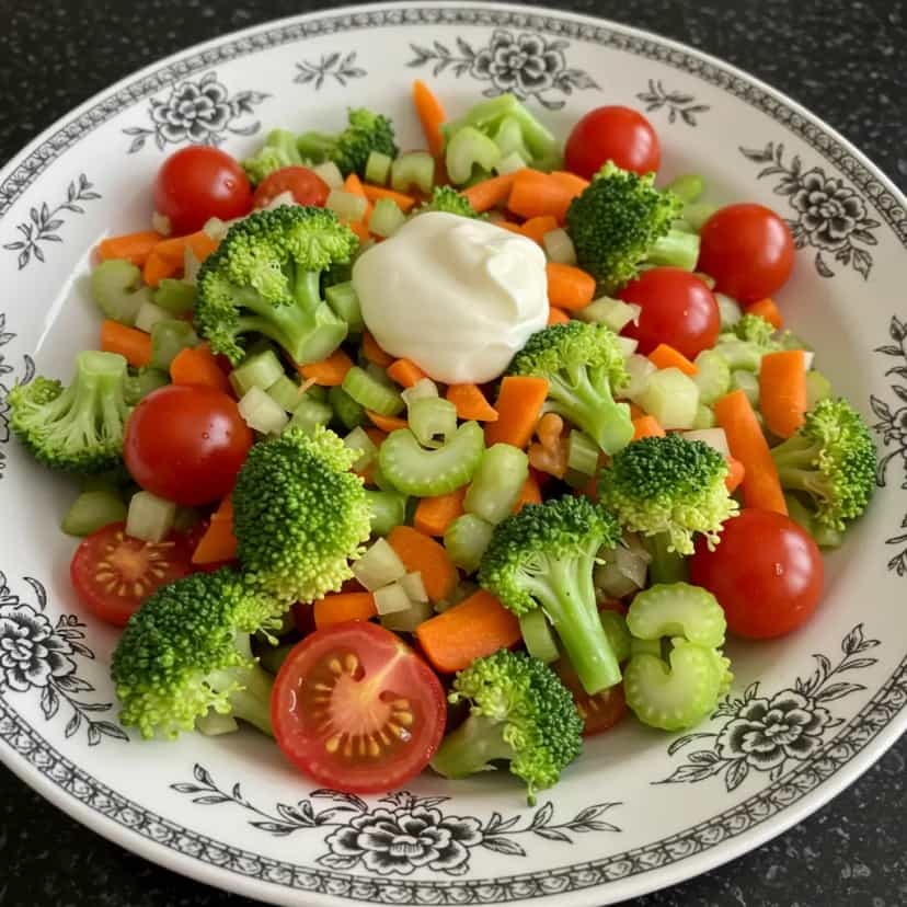 Foto deliciosa de Salada Colorida com Molho Golf pronta para servir - Outras Receitas