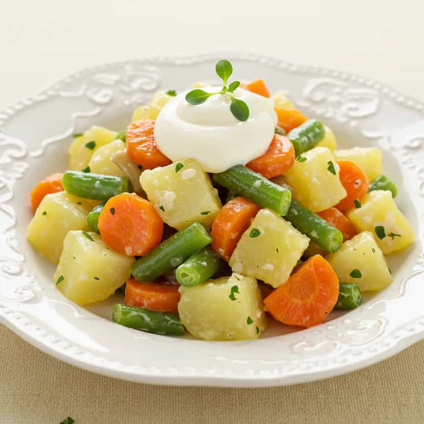 Foto deliciosa de Salada Colorida de Vegetais com Queijo Cottage pronta para servir - Snacks Naturais