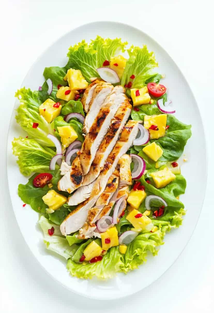 Foto deliciosa de Salada de Abacaxi com Frango pronta para servir - Saladas