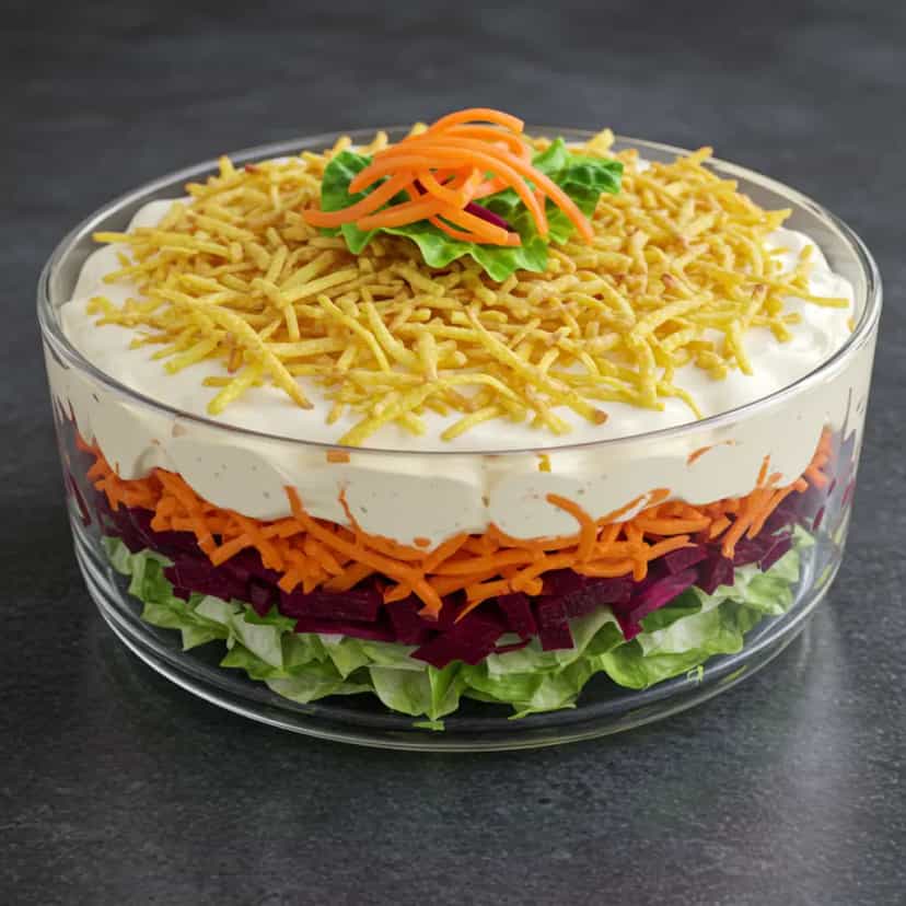 Foto deliciosa de Salada de Alface, Cenoura e Beterraba com Molho Cremoso pronta para servir - Outras Receitas