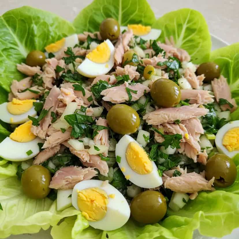 Foto deliciosa de Salada de Bacalhau à Portuguesa pronta para servir - Saladas