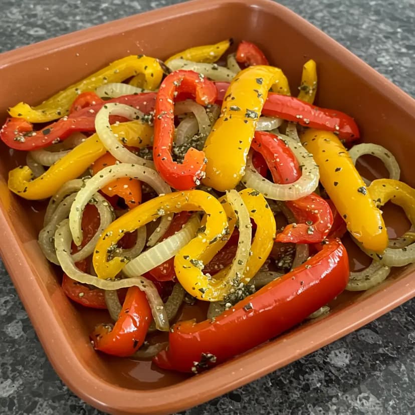 Salada de Berinjela e Pimentões ao Azeite