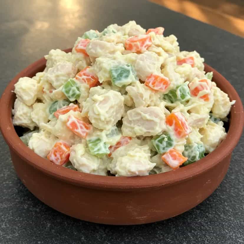 Foto deliciosa de Salada de Frango com Maionese e Legumes pronta para servir - Outras Receitas