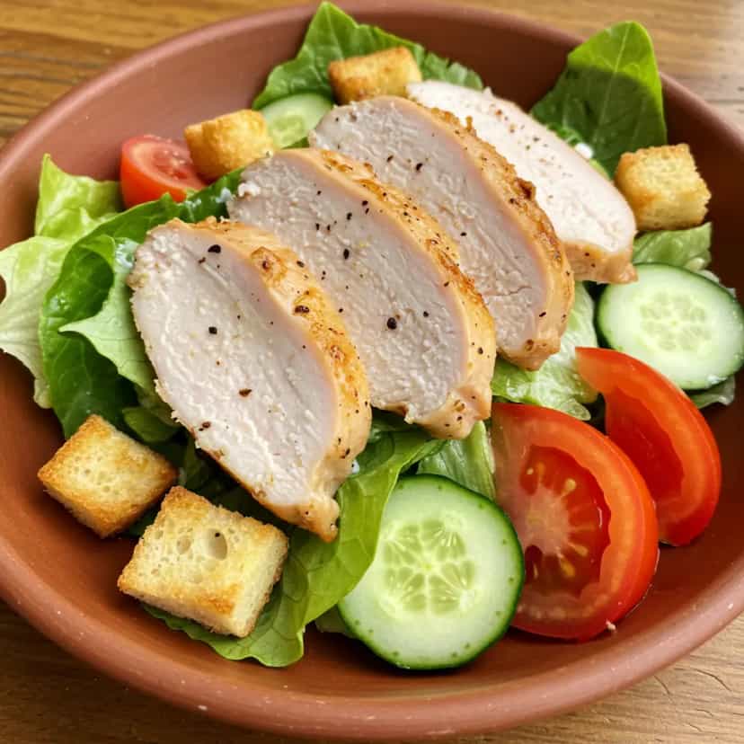 Foto deliciosa de Salada de Frango Defumado com Abacaxi, Uva e Nozes pronta para servir - Saladas