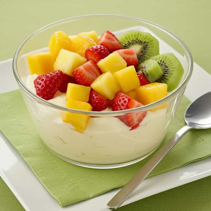 Foto deliciosa de Salada de Frutas com Creme de Leite Condensado pronta para servir - Outras Receitas
