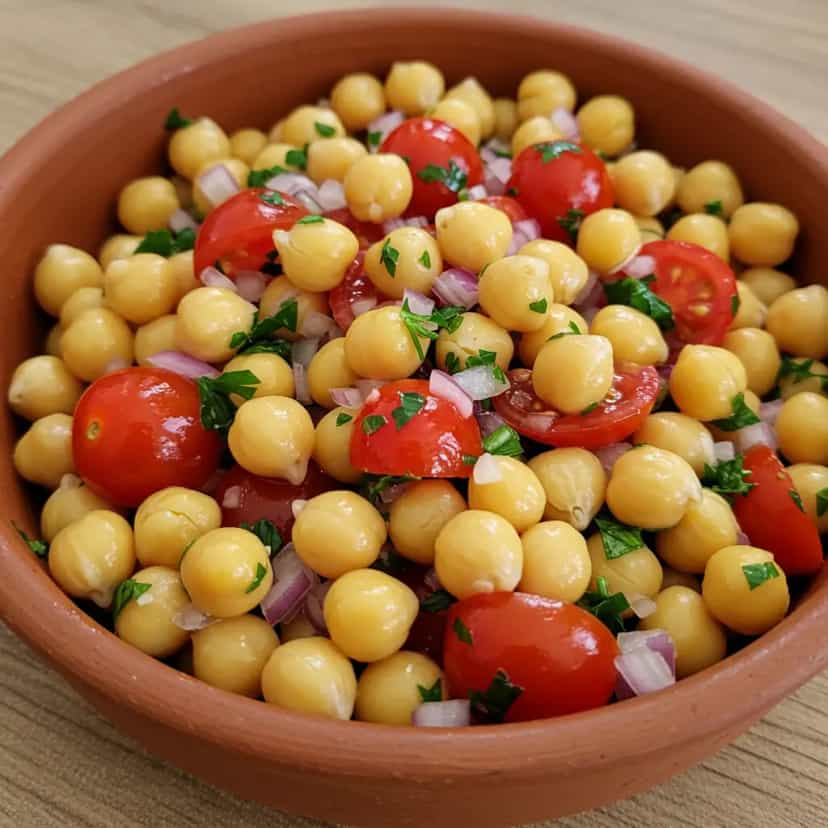 Foto deliciosa de Salada de Grão-de-Bico com 5 Ingredientes pronta para servir - Até 5 Ingredientes