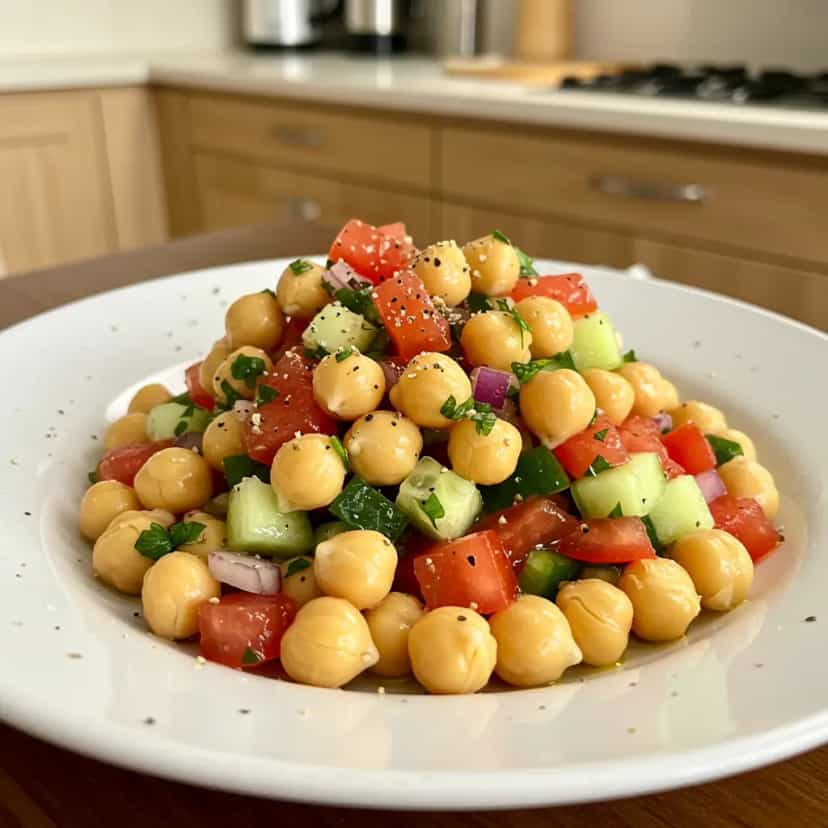 Foto deliciosa de Salada de grão-de-bico pronta para servir - Outras Receitas