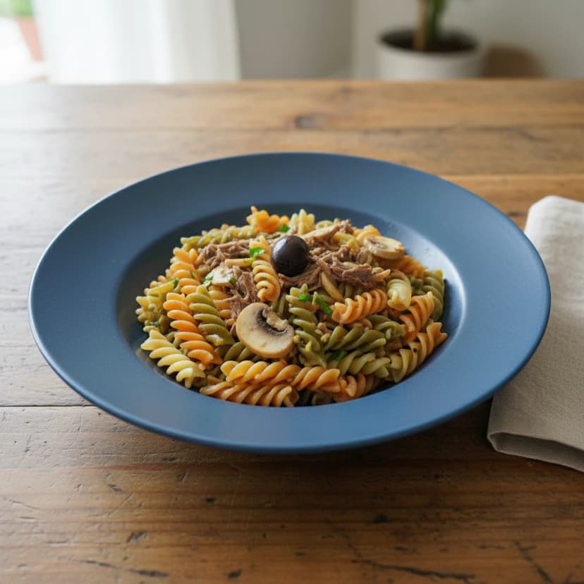Salada de Macarrão com Cogumelos e Azeitonas