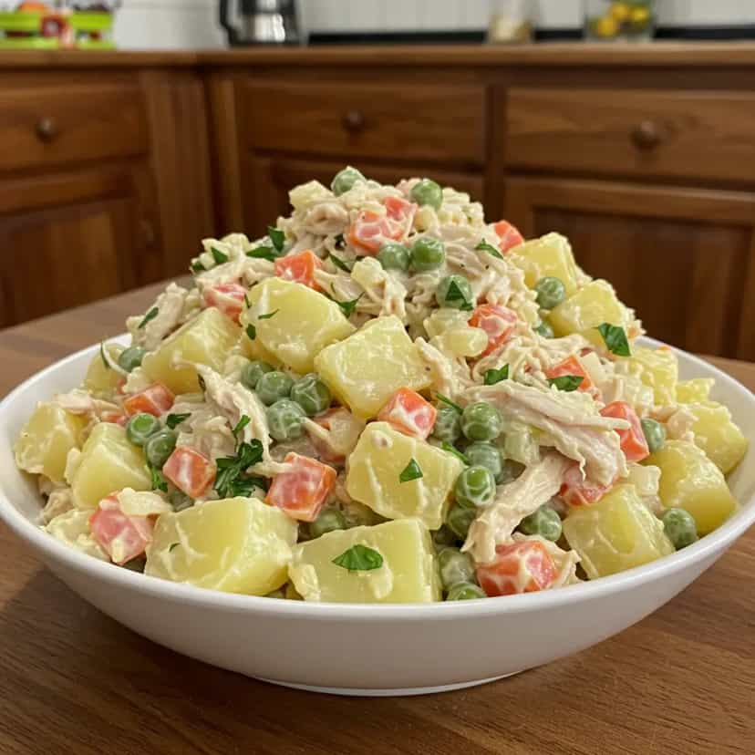 Foto deliciosa de Salada de maionese com frango pronta para servir - Saladas