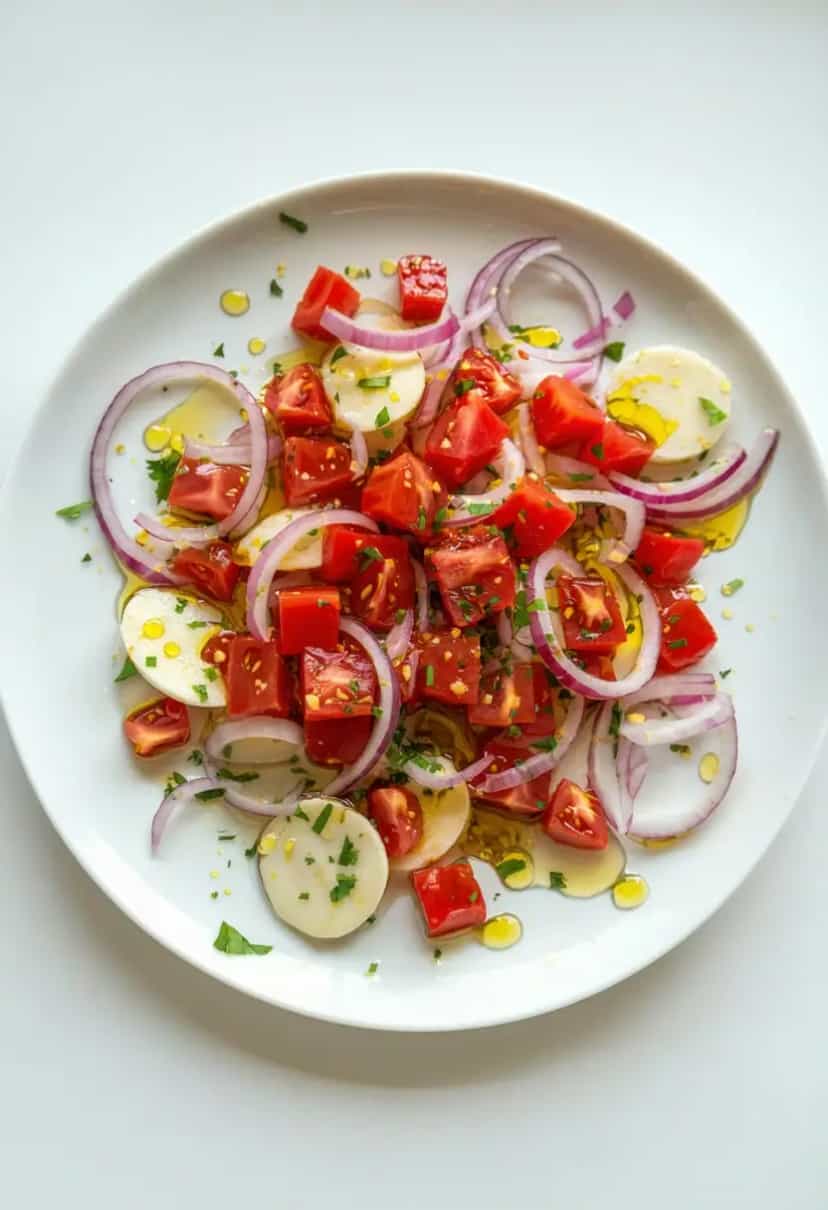 Foto deliciosa de Salada de Palmito com Tomate e Cebola pronta para servir - Saladas