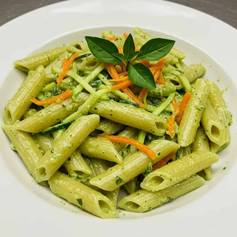 Salada de penne com pesto de rúcula