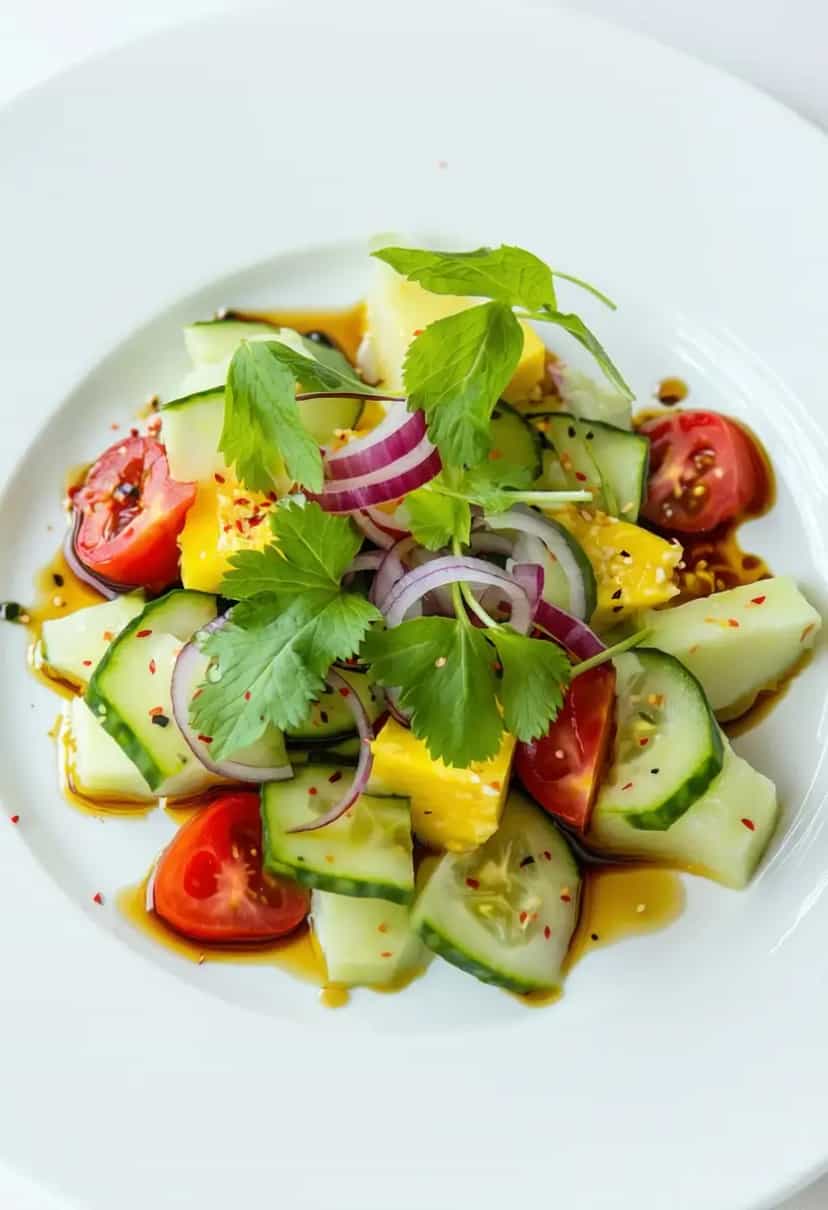 Foto deliciosa de Salada de Pepino Japonês com Tomate pronta para servir - Outras Receitas