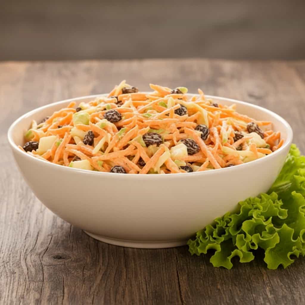 Salada de vegetais com uvas-passas