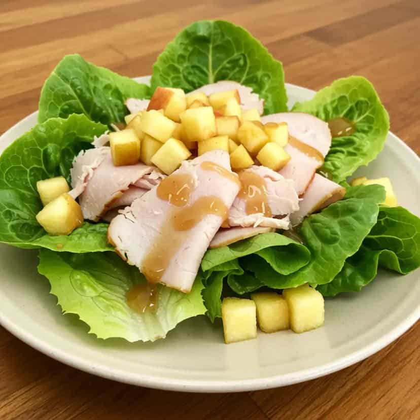 Foto deliciosa de Salada Refrescante de Alface, Maçã e Peito de Peru pronta para servir - Saladas