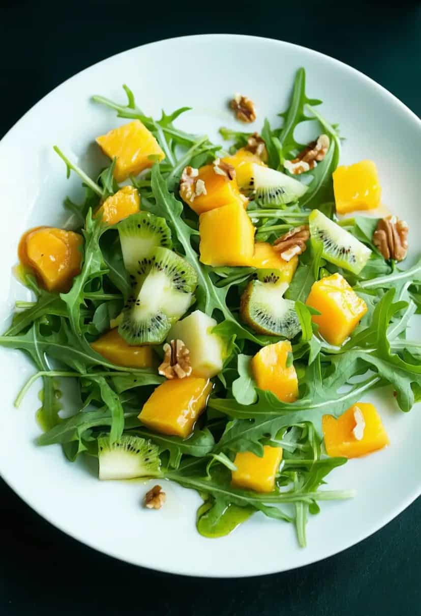 Foto deliciosa de Salada Tropical com Frutas e Nozes pronta para servir - Snacks Naturais