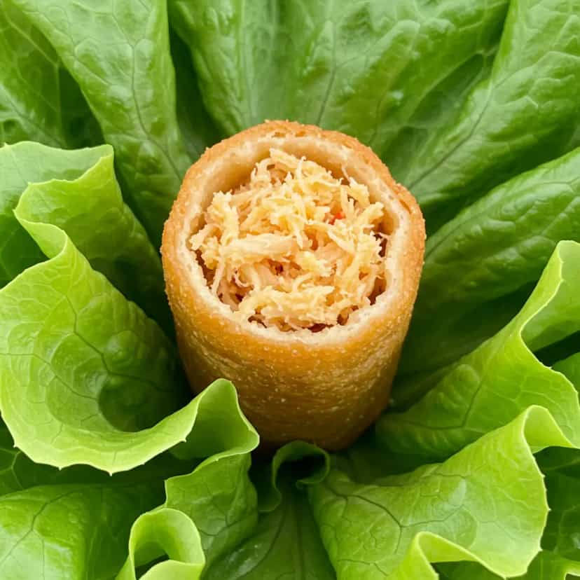 Foto deliciosa de Salada verde com mini panqueca de cenoura pronta para servir - Saladas