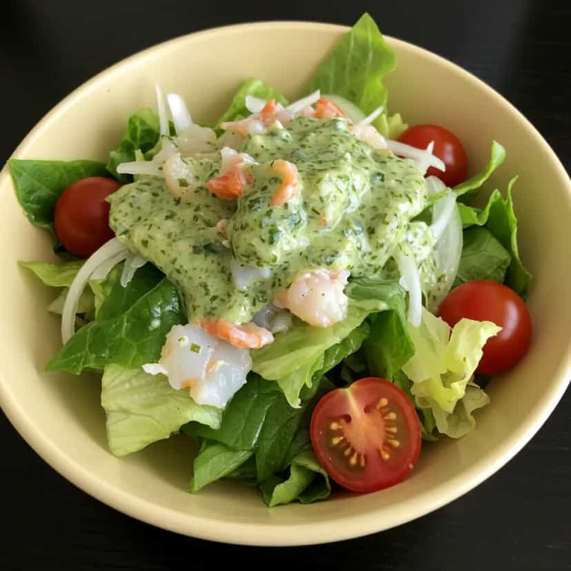 Foto deliciosa de Salada Verde com Molho de Mostarda e Mel pronta para servir - Saladas