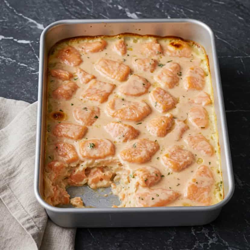 Foto deliciosa de Salmão ao Molho Cremoso de Requeijão pronta para servir - Peixes & Frutos do Mar
