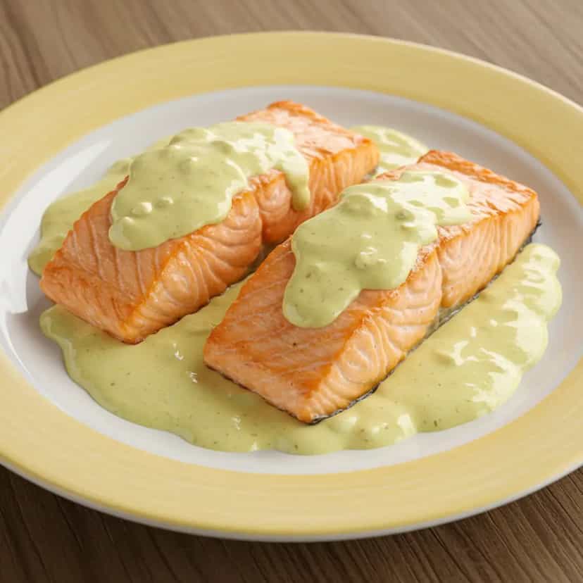Foto deliciosa de Salmão ao Molho de Mostarda e Creme de Leite pronta para servir - Peixes & Frutos do Mar