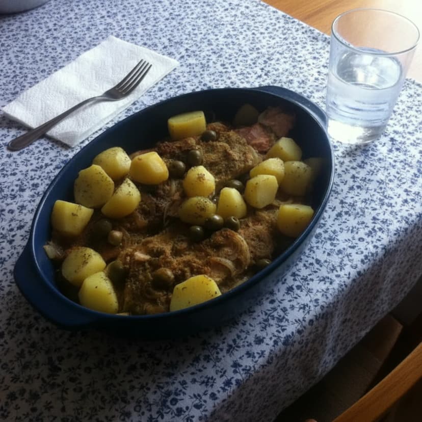 Salmão assado com batatas e limão